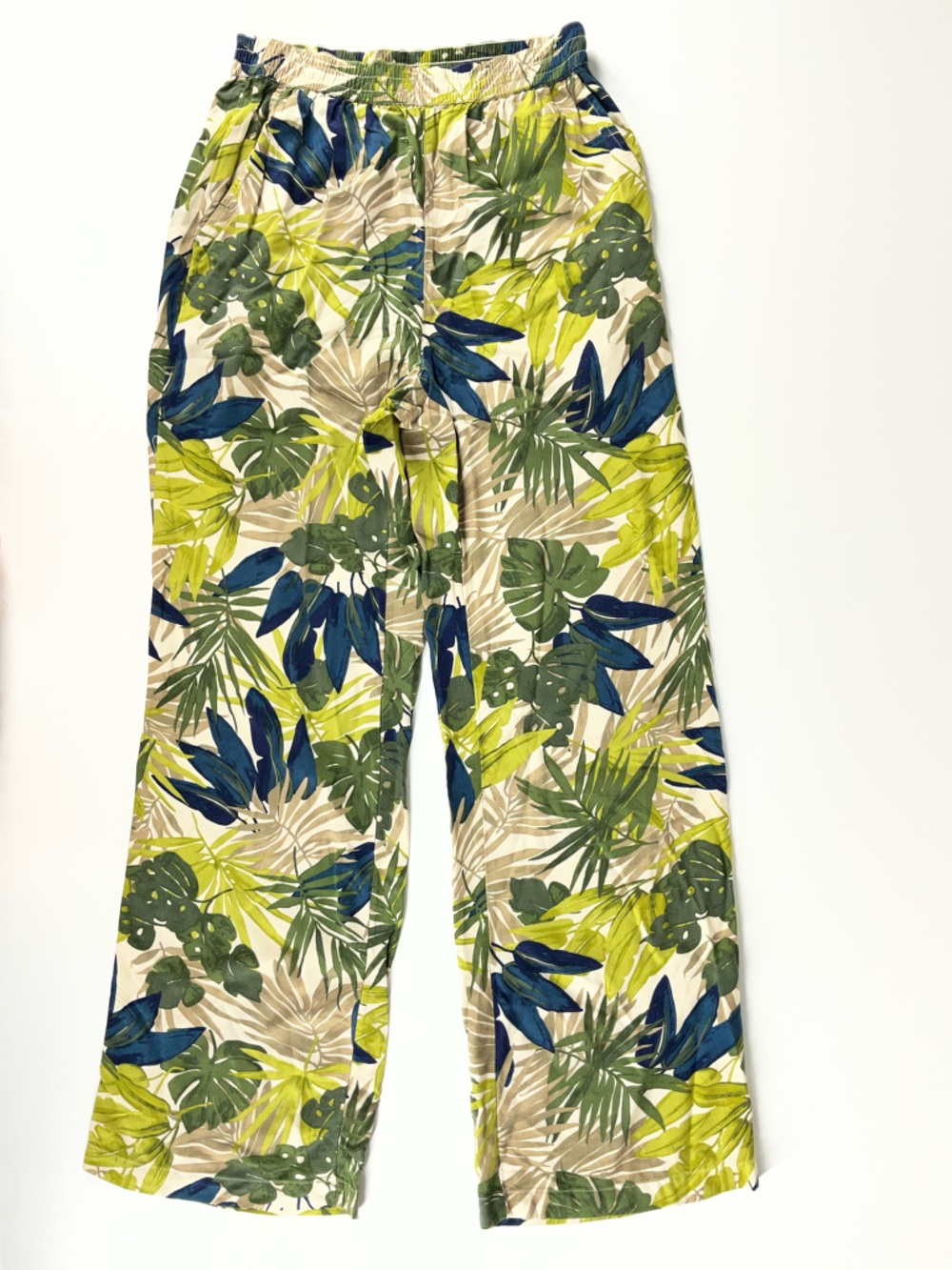 Lands’ End High Rise Tropical Leaf Print Pants Size 2